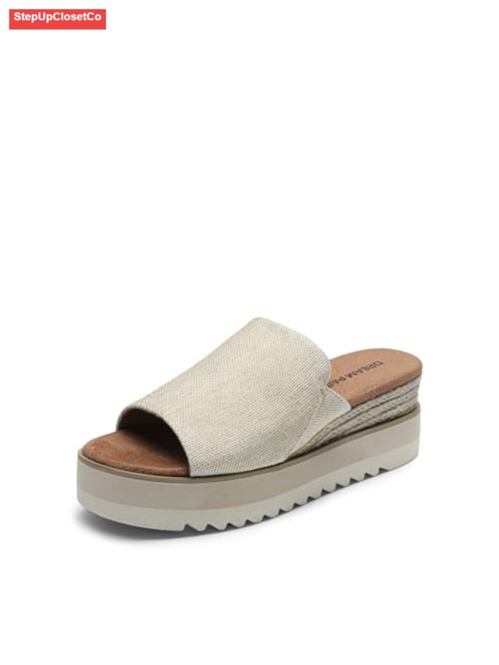 Platform Slip-on Espadrille Sandals with Wedge Heel, Canvas